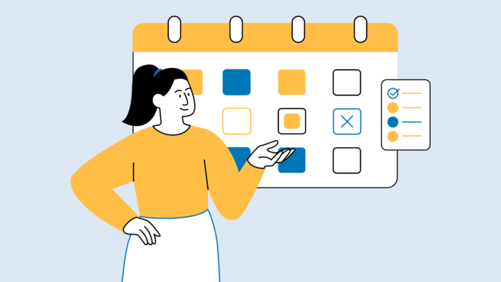 grafik af person foran en kalender