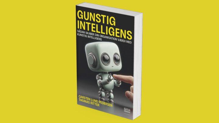 Bogforside med en menneskelignende robot med store øjne.
