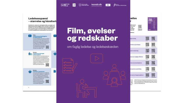 Forsiden af folder, der ligger ovenpå et opslag fra folderen.